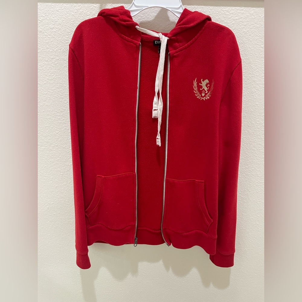 Express women’s red hoodie lion size small